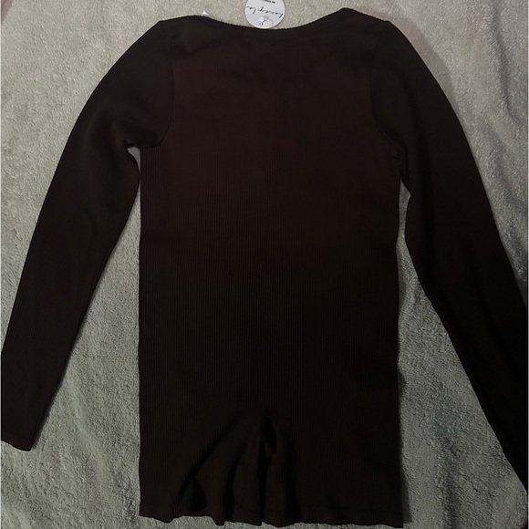 Brown Ribbed Romper - Picture 5 of 5